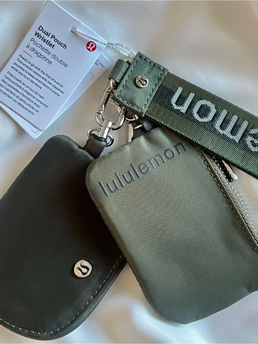 Lululemon Dual Pouch Wristlet – Dark Olive (NWT)